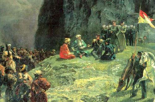 Grigory Gagarin The Meeting of General Kleke von Klegenau and Imam Shamil in 1837 by Gagarin